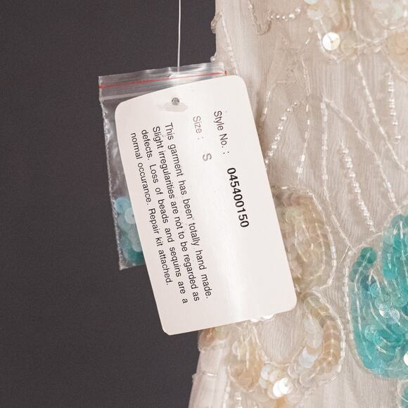 Vintage Papell Hand Made Women's Fairycore Top SMALL Silk Crepe Sequins Beaded - Picture 6 of 8